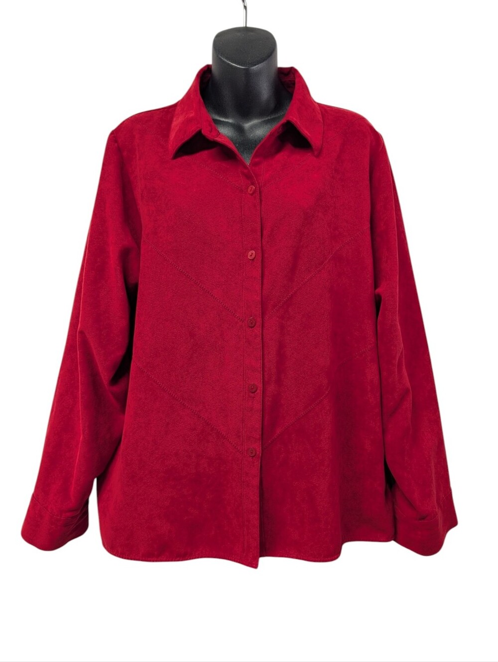 Relativity womens Red Suede Shacket Size L Faux Suede Button Down Shirt Jacket